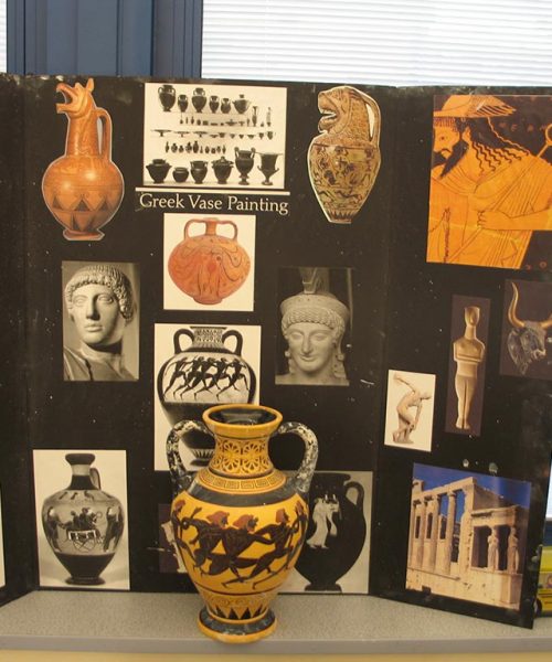 F .Greek Pottery display